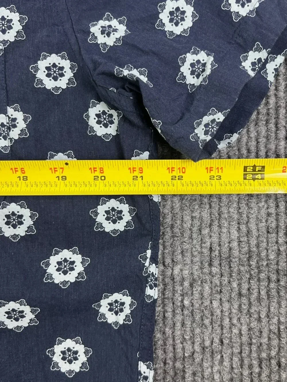 J.Crew Secret Wash Shirting Stretch Short Sleeve Floral Button Down Blue